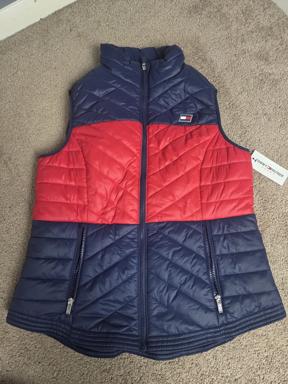 Tommy Hilfiger Navy & Red Quilted Lightweight Puffer Vest